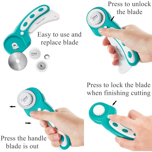 45MM Rotary Cutter & replacement blades (fabric, textile, paper & more) 