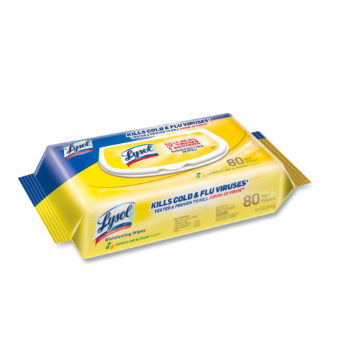 LYSOL® Disinfecting Wipes Flat Packs, Lemon & Lime Blossom, 80 Wipes/Flat Pack, 6 Packs/Case