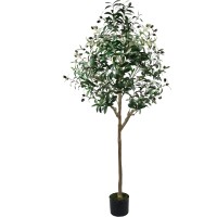 Artificial Olive Tree 5ft (60'') Tall Fake Plants Suitable for Modern Living Rooms Home Office Indoor & Outdoor Garden Decor, Nearly Natural Silk Tree for Housewarming Gift