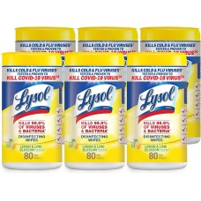 Lysol Disinfecting Wipes, Lemon and Lime Blossom, 80count, Pack of 6