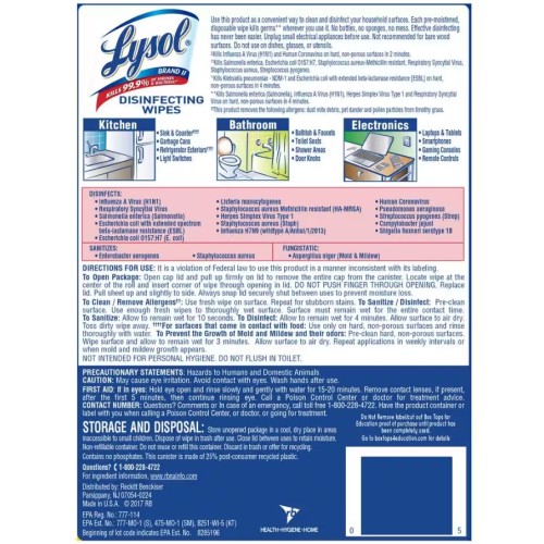 Lysol Disinfecting Wipes, Lemon and Lime Blossom, 80count, Pack of 6