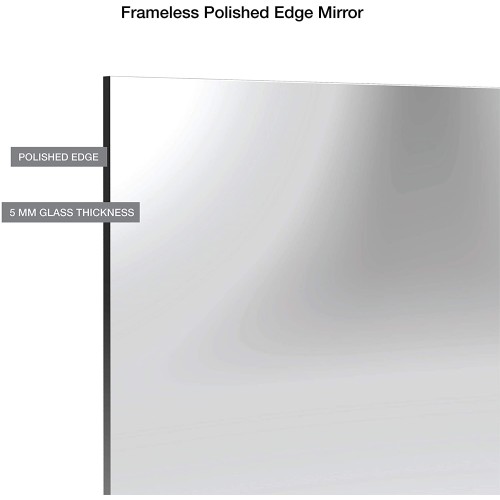 Frameless Rectangular Mirror 24" x 36",  Hang Horizontal or Vertical