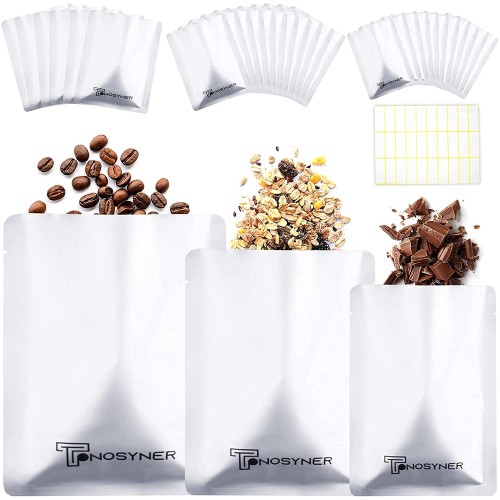 Mylar Bags, 3 Sizes 30 Pack, Lock Bags, Heat Seal Bags, Food Storage Bags for Coffee, Tea, Candy Beans, Nuts and Cookies