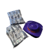 PARTY SET! 13 Purple Peace Sign Cowboy Hats  with 8 Silver Cheerleading Pom Poms