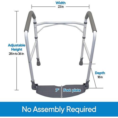 RMS Toilet Safety Rail and Frame, Portable Folding Safety Rails, Adjustable Height Toilet Rails (White)