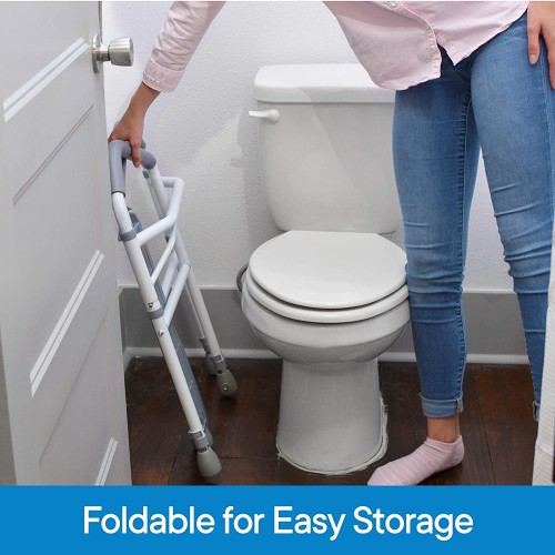 RMS Toilet Safety Rail and Frame, Portable Folding Safety Rails, Adjustable Height Toilet Rails (White)