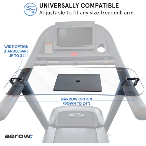 AEROW Treadmill Desk Attachment - Clear Treadmill Laptop Holder - Universal Fit 36" Treadmill Table & Exercise Workstation