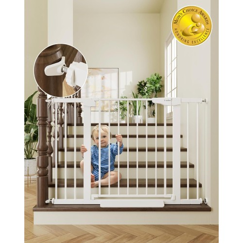 Cumbor 29.7-46" Baby Gate for Stairs, Mom's Choice Awards Winner-Auto Close Dog Gate for the House, Easy Install Pressure Mounted Pet Gates for Doorways, Easy Walk Thru Wide Safety Gate for Dog, White Cumbor 29.7-46" Baby Gate for Stairs, Mom's Choice Awards Winner-Auto Close Dog Gate for the House, Easy Install Pressure Mounted Pet Gates for Doorways, Easy Walk Thru Wide Safety Gate for Dog, White