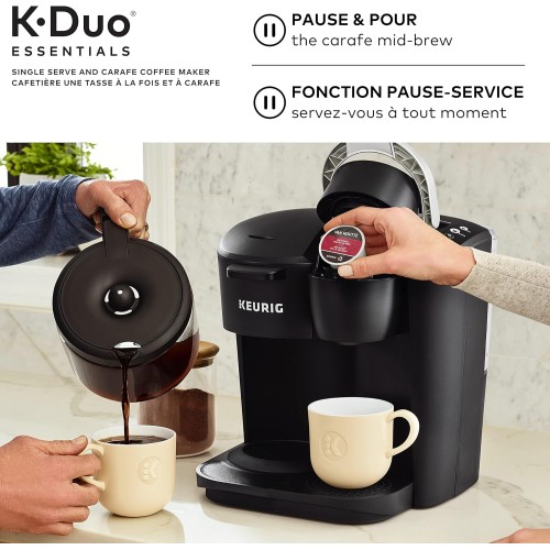 Keurig K-Duo Essentials Coffee Maker, with Single Serve K-Cup Pod and 12 Cup Carafe Brewer, Black