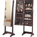 SONGMICS Jewelry Cabinet Armoire, Freestanding Lockable Storage Organizer Unit with 2 Plastic Cosmetic Storage, Full-Length Frameless Mirror, for Necklace Earring, Brown UJJC002K01 SONGMICS Jewelry Cabinet Armoire, Freestanding Lockable Storage Organizer Unit with 2 Plastic Cosmetic Storage, Full-Length Frameless Mirror, for Necklace Earring, Brown UJJC002K01