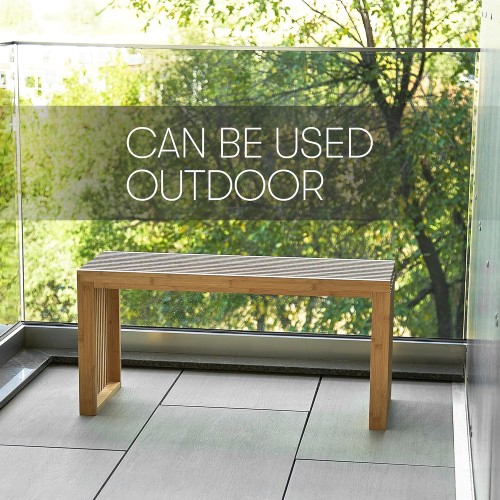 SWEVEN Dining Bench | Entryway Bench | Bedside Bench | Modern Indoor Wooden Storage Bench for Front Entry Way, Bedroom, Bathroom, Kitchen and More | Bamboo Wood Storage Bench