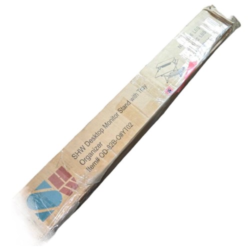 SHW Standing Desk Converter 36-Inch Pneumatic Height Adjustable with Monitor Riser, Espresso SHW Standing Desk Converter 36-Inch Pneumatic Height Adjustable with Monitor Riser, Espresso