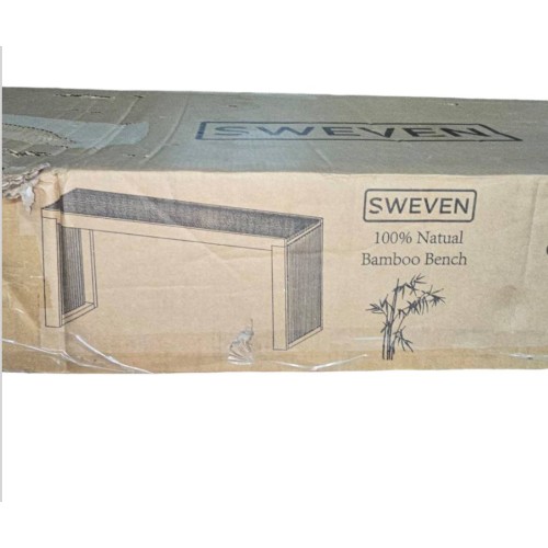 SWEVEN Dining Bench | Entryway Bench | Bedside Bench | Modern Indoor Wooden Storage Bench for Front Entry Way, Bedroom, Bathroom, Kitchen and More | Bamboo Wood Storage Bench