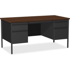 Alera Mocha/Black Double Pedestal Steel Desk, 60 X 30 X 29-1/2 Inch