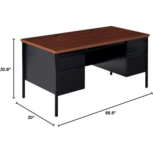 Alera Mocha/Black Double Pedestal Steel Desk, 60 X 30 X 29-1/2 Inch