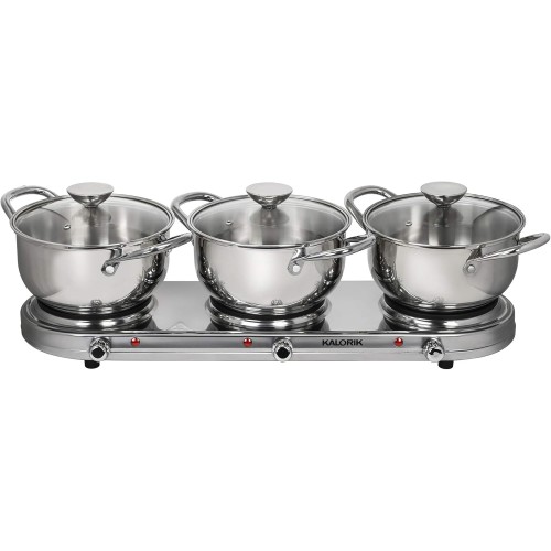 Kalorik Triple Burner Buffet Set, Stainless Steel