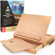 ARTEZA Tabletop Easel 13.4x10.3x2 Inches, Portable Beechwood Easel Box with Drawer & Palette for Artists