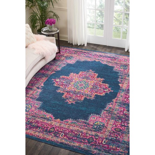 Nourison Passion Blue 8' x 10' Area Rug, Boho, Traditional, Easy Cleaning, Non Shedding, Bed Room, Living Room, Hallway (8x10)