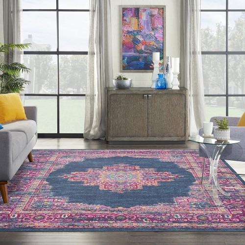 Nourison Passion Blue 8' x 10' Area Rug, Boho, Traditional, Easy Cleaning, Non Shedding, Bed Room, Living Room, Hallway (8x10)