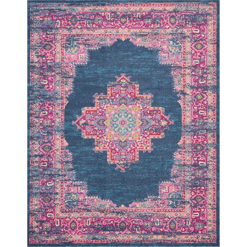 Nourison Passion Blue 8' x 10' Area Rug, Boho, Traditional, Easy Cleaning, Non Shedding, Bed Room, Living Room, Hallway (8x10)