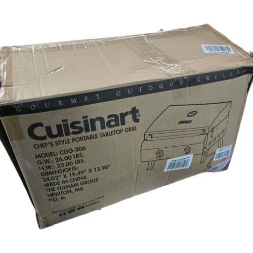 Cuisinart CGG-306 Chef's Style Portable Propane Tabletop 20,000, Professional Gas Grill, Two 10,000 BTU Burners, Stainless Steel