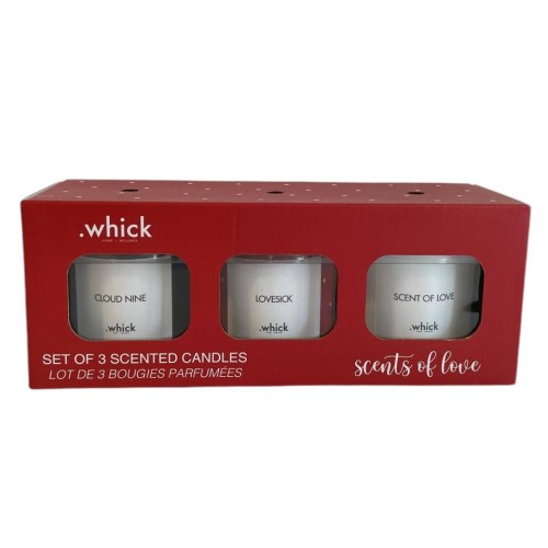 Whick - Scents of Love - 3 Pack - Single Wick 3.oz Candles Set- FRAGRANT!