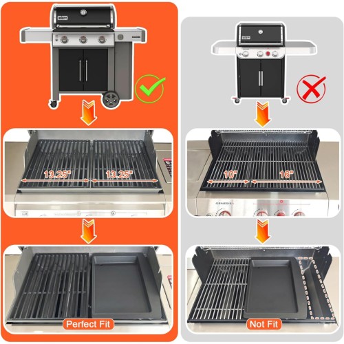 QuliMetal 7599 Cast Iron Griddle for Weber Genesis II 300/600 Series Grills, GS4 Genesis II E 310, II S-310, II E-315, II E-335, II S-335, II SE-335 and II E-610, Replace for Weber Genesis 2 Griddle