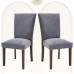 COLAMY Upholstered Parsons Dining Chairs Set of 2, Fabric Dining Room Kitchen Side Chair with Nailhead Trim and Wood Legs - Dark Grey