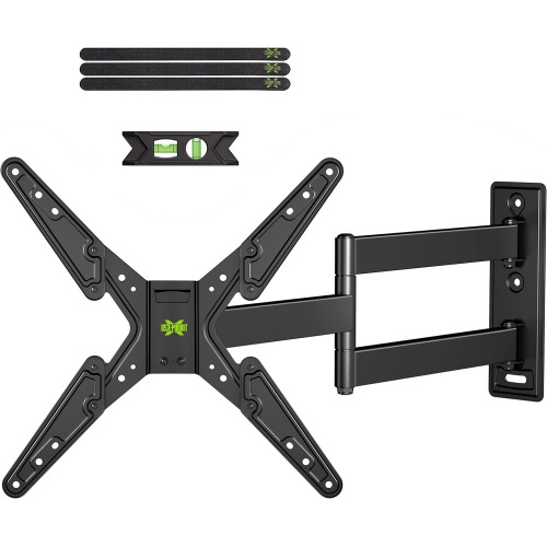 USX MOUNT UL Listed Full Motion TV Mount, Swivel Articulating Tilt TV Wall Mount for 26-55Inch LED, 4K TVs, Wall Mount TV Bracket with VESA 400x400mm Up to 77lbs, Perfect Center Design -XMM006-2