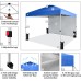 CROWN SHADES 10x10 Pop Up Canopy with 1 Side Wall - Beach Tent with One Push Setup - Outdoor Sun Shade for Events, Parties, Camping - Gazebo with STO-N-Go Cover Bag (Blue)