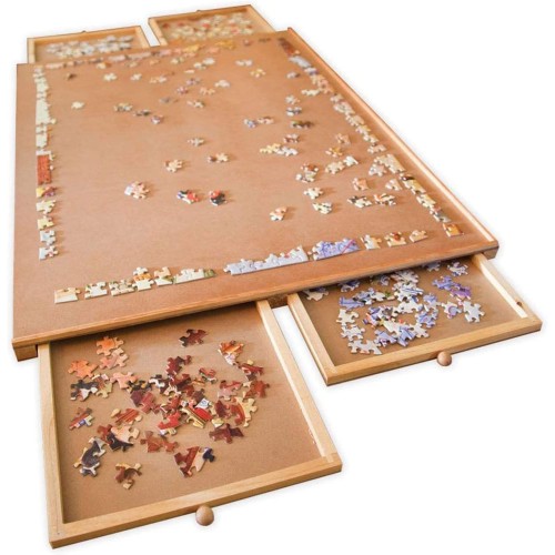 Bits and Pieces - 1500 Piece Puzzle Board with Drawers - Jumbo Wooden Puzzle Plateau – Portable Puzzle Table 26"x 34" - Tabletop Deluxe Jigsaw Puzzle Organizer and Puzzle Storage System – Gift for Mom