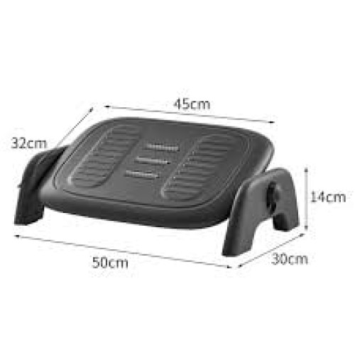 Adjustable Under Desk Foot Stool Foot Rest with Massage Rollers - Black