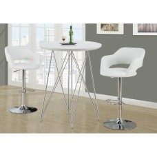 Monarch Specialties 2358 Stool, Swivel, Bar Height, Adjustable, Metal, Pu Leather Look, White, Chrome, Contemporary, Modern Barstool, 22.5" L x 21" W x 36" H