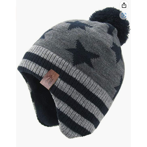 LMLALML Boys Winter Hat Earflap Knitted Beanie for Kids Warm Fleece Lined Thicken Hat for Baby