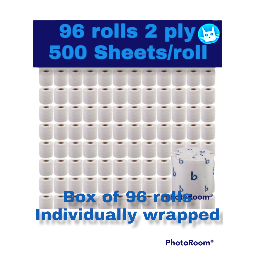 96 rolls 2 ply toilet paper - 500 sheets per roll