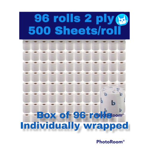 96 rolls 2 ply toilet paper - 500 sheets per roll