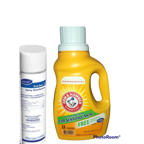 End Bac II Disinfectant and Commercial Arm & Hammer Free Laundry Detergent 