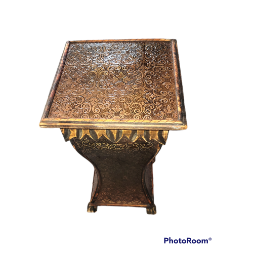 Small table Ultra Light Weight Wood with Intricate Tin design 
