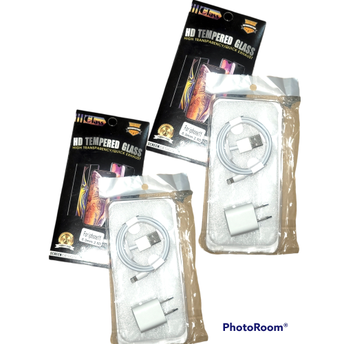 2 pack IPhone Apple type Cable, Wall Charger, Screen Protector, & case