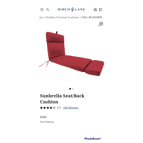 Sunbrella Seat/Back Cushion Sunbrella Brand Outdoor Elite Lounge Pad - Red - Brand New 