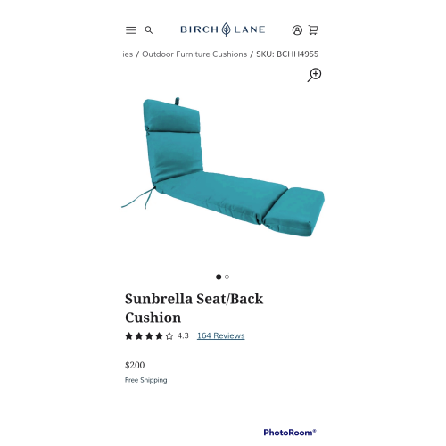 Sunbrella Seat/Back Cushion Sunbrella Brand Outdoor Elite Lounge Pad - teal- Brand New 