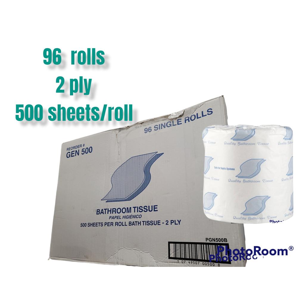 96 rolls 2 ply toilet paper - 500 sheets per roll individually wrapped