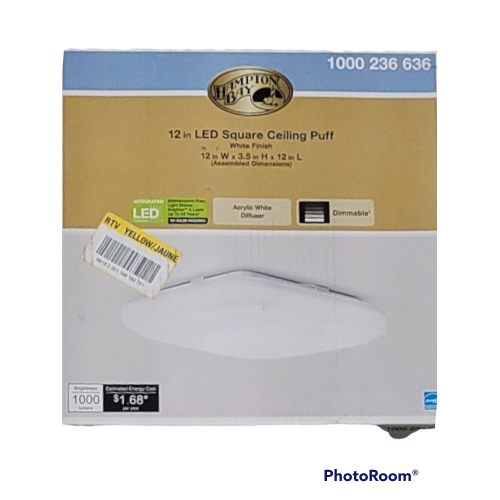 12 in. 14-Watt Square LED Flush Mount Ceiling Light 1000 Lumens 4000K Bright White Dimmable