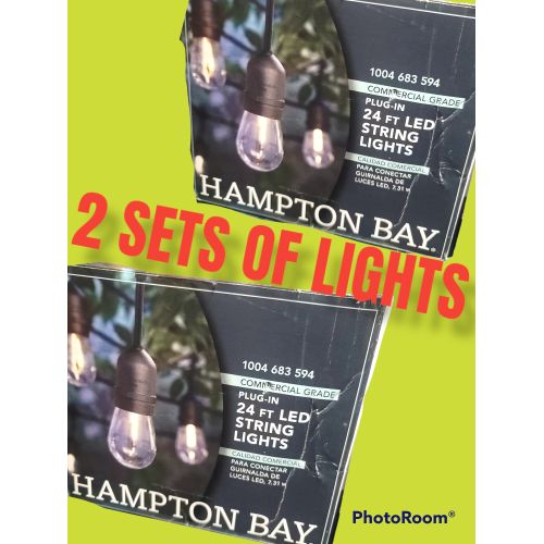 Hampton Bay 12-Light 24 ft. Black Commercial Incandescent String Light