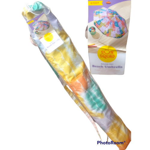 6 foot round tilt beach umbrella psychedelic 