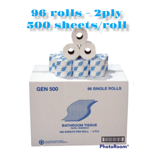 96 rolls 2 ply toilet paper - 500 sheets/roll individually wrapped 