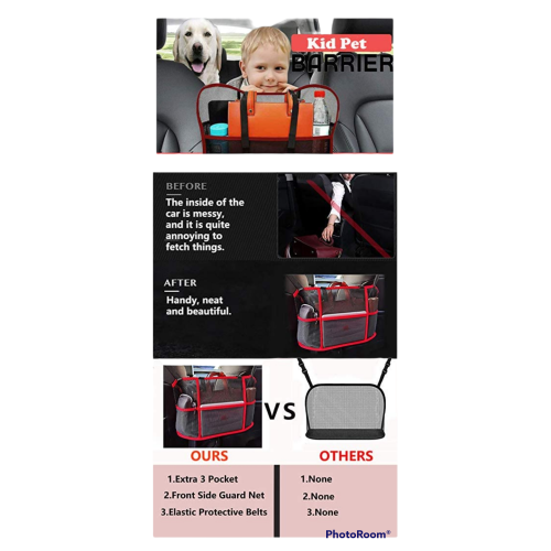 Car Net Pocket Handbag Holder Seat Back Net Bag Large Capacity Car Mesh Storage Organizer Car Net Purse Holder & Storage Between Seats, Barrier of Back Seat Pet Kids（Upgrade Red）