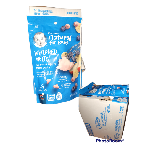 Gerber natural for baby whipped melts banana Apple blueberry 7 pack of 10 oz packets