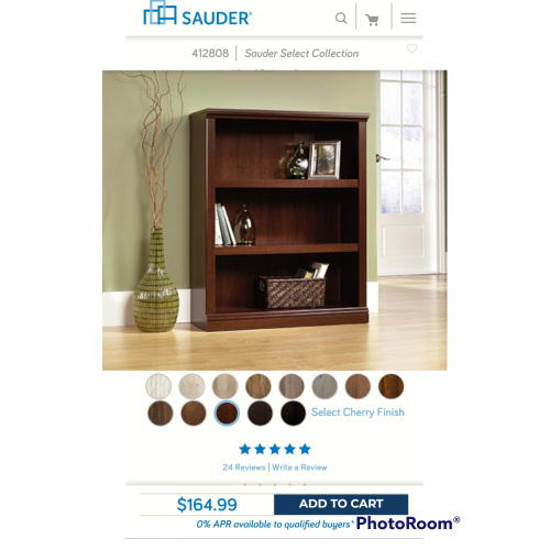 412808 Sauder Select Collection 3-Shelf Bookcase