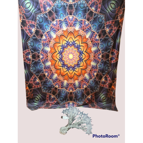 Extra large wall tapestry mandala mandala peacock with star LED lights